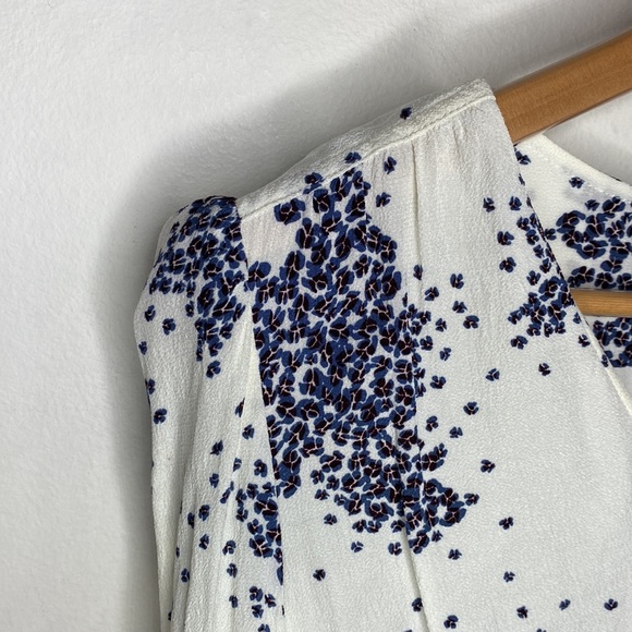 BA&SH Bruce microfloral print shirred v-neck blouse in ecru size M - Picture 5 of 13